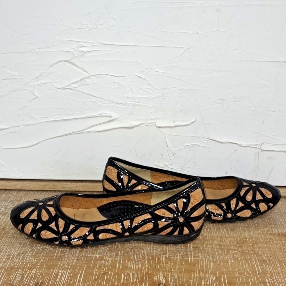 Sesto Meucci Ballet Flats black patent leather and cork size 10 - Picture 3 of 5